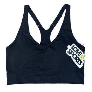 New Love & Sports Bra Athletic Black Soot Crossback Size XXL (20)